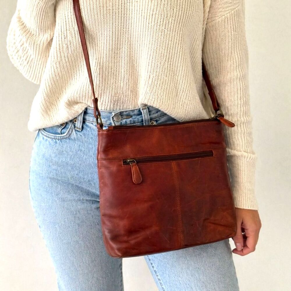 Paul & Taylor Brown Leather Crossbody Bag/Purse